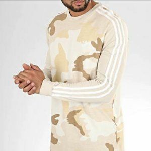 Men's Adidas Camo Long Sleeve 3-Stripes Shirt, Large
